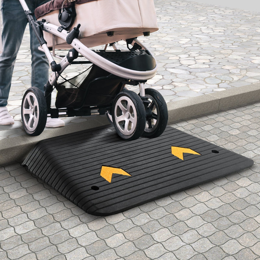 VEVOR Rubber Threshold Ramp, Rise Wheelchair Ramp Doorway, Recycled Rubber Power Curb Ramp Rated 33069 Lbs Load Capacity, Non-Slip Textured Surface Rubber Ramp For Wheelchair Car Scooter