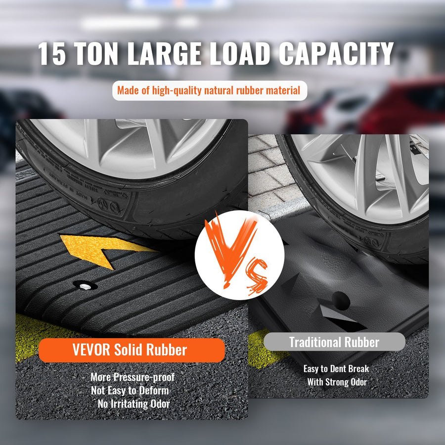 VEVOR Rubber Threshold Ramp, Rise Wheelchair Ramp Doorway, Recycled Rubber Power Curb Ramp Rated 33069 Lbs Load Capacity, Non-Slip Textured Surface Rubber Ramp For Wheelchair Car Scooter