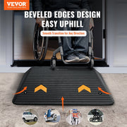 VEVOR Rubber Threshold Ramp, Rise Wheelchair Ramp Doorway, Recycled Rubber Power Curb Ramp Rated 33069 Lbs Load Capacity, Non-Slip Textured Surface Rubber Ramp For Wheelchair Car Scooter