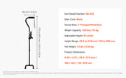 Quad Walking Cane 10-Level Height Adjustable Walking Stick 4-Pronged Stable Base