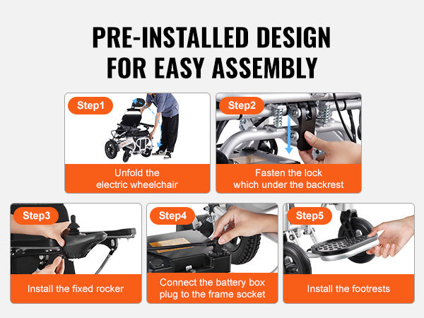 VEVOR Electric Wheelchair for Adults Seniors, 300 lbs Weight Capacity, 17.7 in Width Lightweight Foldable Motorized Power Wheelchairs, Long Range All Terrain Aluminum Alloy Chair, Adjustable Backrest