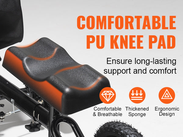 VEVOR Folding Knee Scooter, Aluminum Steerable Knee Walker with Height-Adjustable Handlebar & Knee Pad, 12" All-Terrain Wheels, Dual Brakes, Leg Recovery Scooter for Broken Ankle Foot Injuries, 350LBS