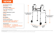 VEVOR Folding Walker Stand-Assist Folding Walkers with Adjustable Height & Width